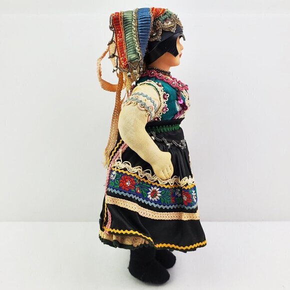 Czech Traditional Vintage 1950s Girl Doll Ornate Headdress Outfit Czechoslovakia - Picture 5 of 16